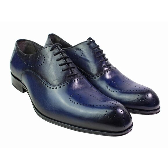 Alberto Oxford Blue Italian Leather Shoes main image 4